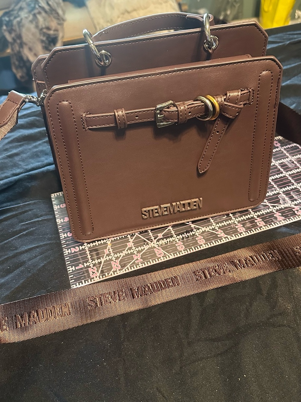 Steve Madden Chocolate Brown Structured Handbag/Shoulder Bag